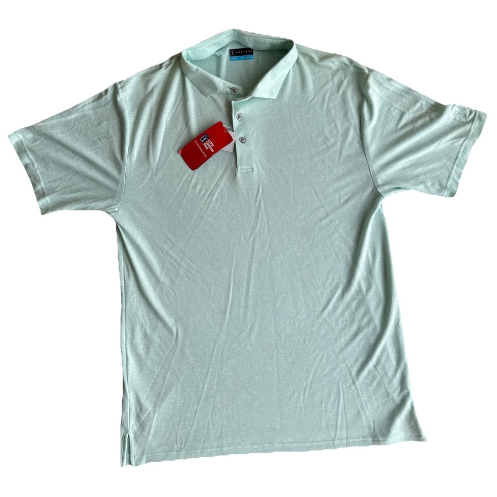 New Men's PGA Tour Light Blue Pastel Size XL Tall Golf Polo Shirt NWT